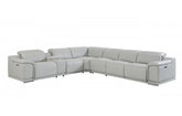 9762 DivanItalia Light Gray 7-Piece Sectional with 4 Power Recliners and 1 Console – Top Grain Italian LeatherModel:  9762-LT_GRAY-4PWR-7PC